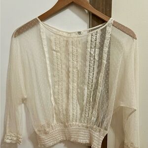 OVS Sheer Cream Lace Top